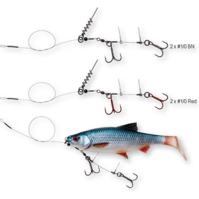 Оснастка SAVAGE GEAR Linethru Corkscrew Rig 2X#1/0 45cm 31kg 2pcs 72244