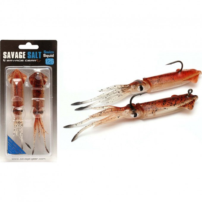 Приманка SAVAGE GEAR 3D TPE Swim Squid 125mm 25g Red Brown 2pcs 62430