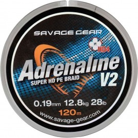 Шнур SAVAGE GEAR HD4 Adrenaline V2 120m 0.33mm 60lbs 27kg Grey Шнур SAVAGE GEAR HD4 Adrenaline V2 120m 0.33mm 60lbs 27kg Grey